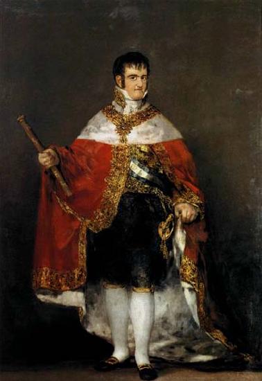 Francisco de goya y Lucientes King Ferdinand VII with Royal Mantle